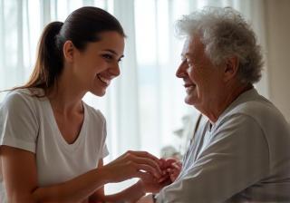 Speech pathologist working with a client.